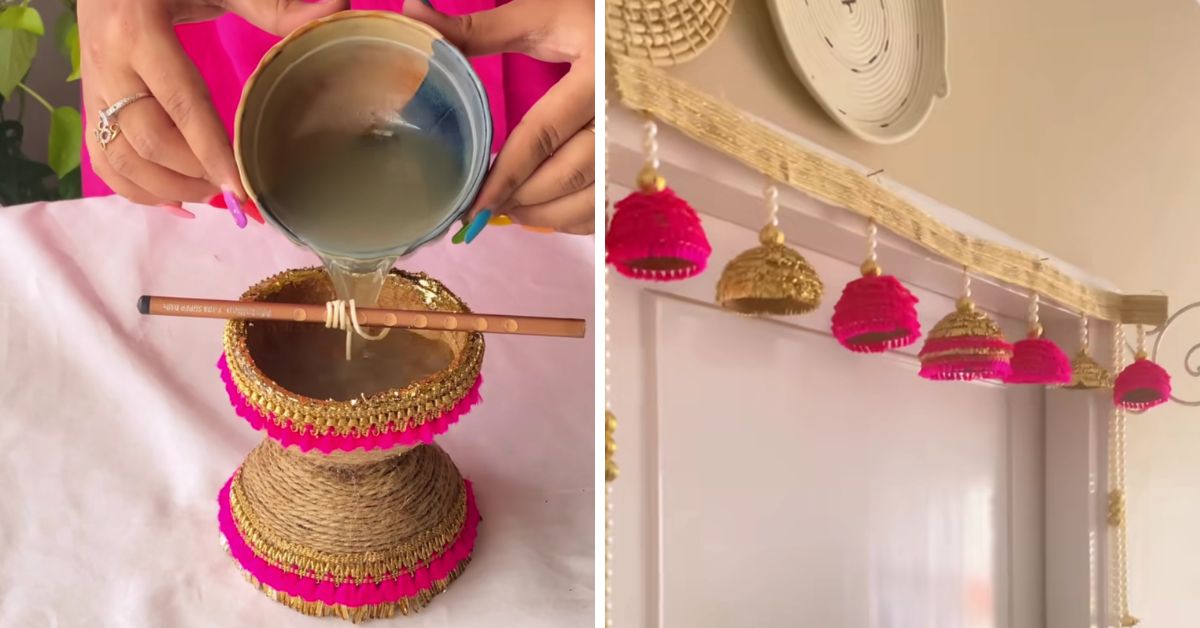 DIY cocnut shell diya and toran by instgram content creator summati