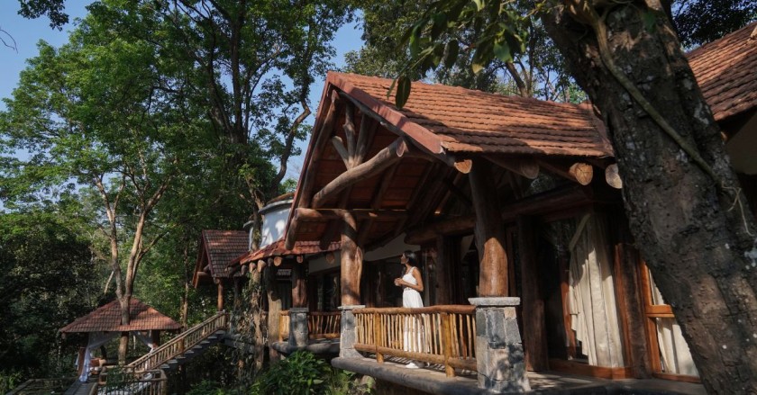 The home is constructed using natural materials from the locality. 