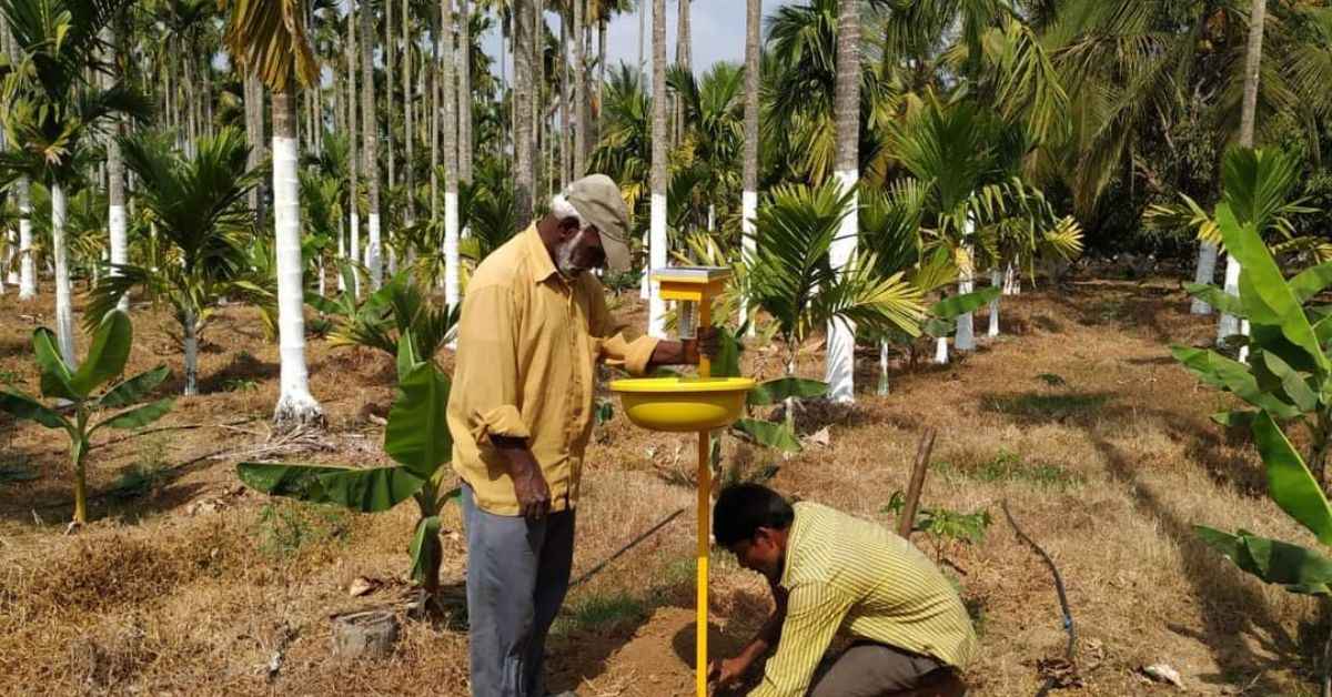 Solar insect trap installation in a farm